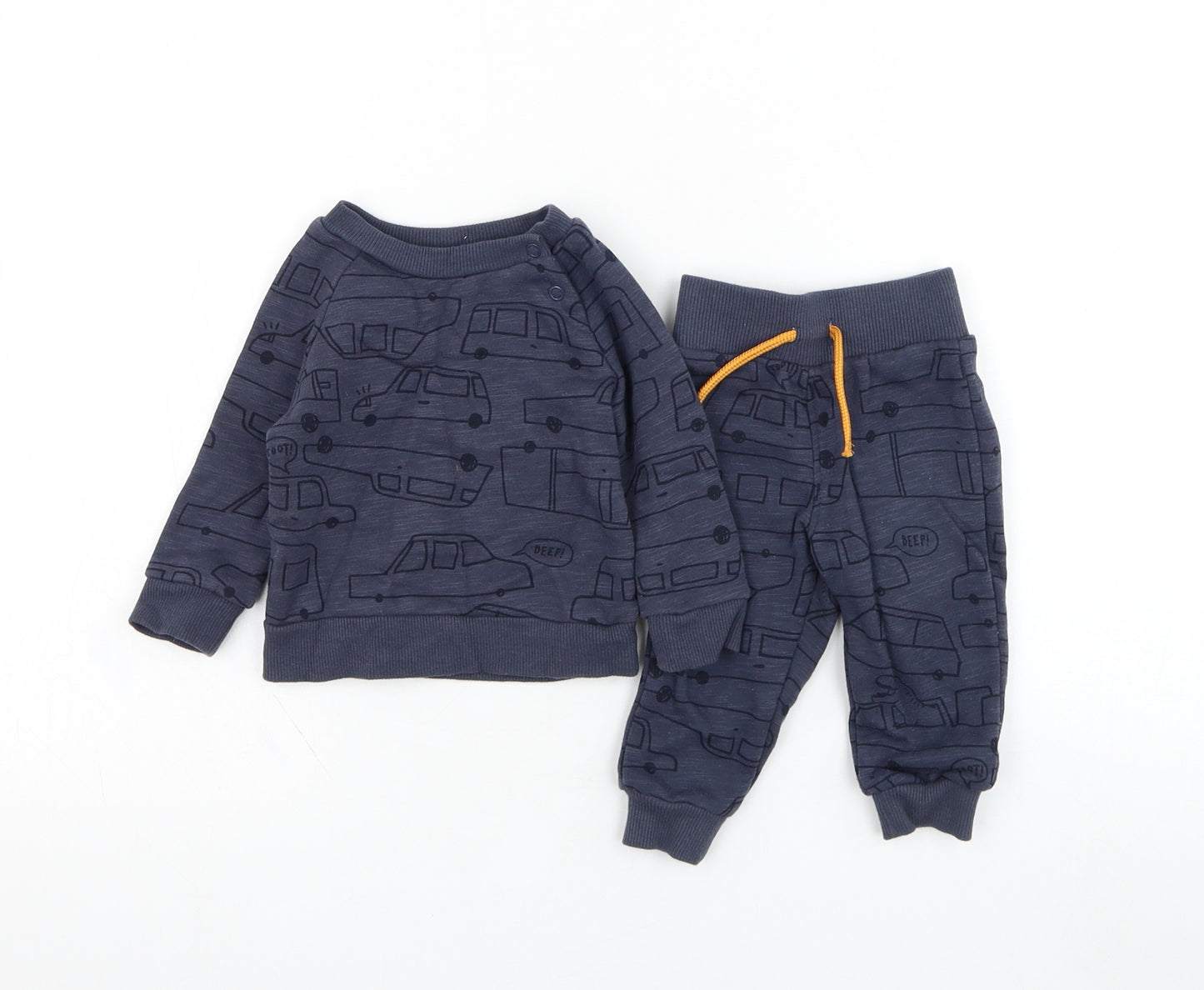 Primark Boys Blue  Cotton Trousers Outfit/Set Size 3-6 Months  Pullover - Vehicle