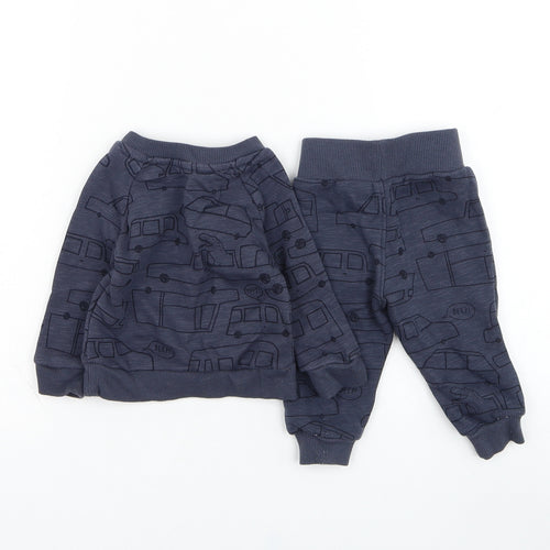 Primark Boys Blue  Cotton Trousers Outfit/Set Size 3-6 Months  Pullover - Vehicle