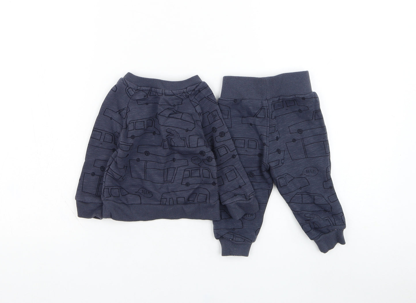 Primark Boys Blue  Cotton Trousers Outfit/Set Size 3-6 Months  Pullover - Vehicle