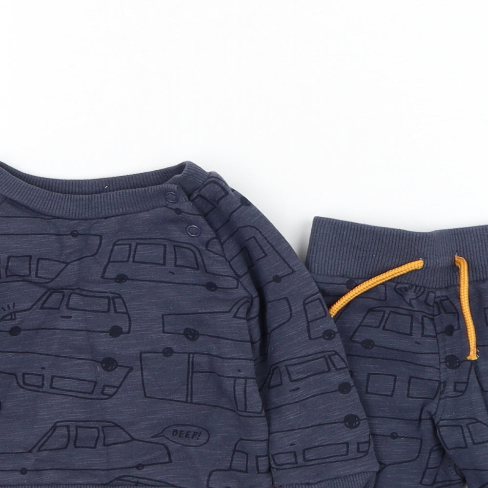 Primark Boys Blue  Cotton Trousers Outfit/Set Size 3-6 Months  Pullover - Vehicle