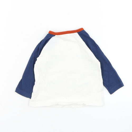 F&F Baby White  Cotton Basic T-Shirt Size 0-3 Months Round Neck Pullover - Dinosaur