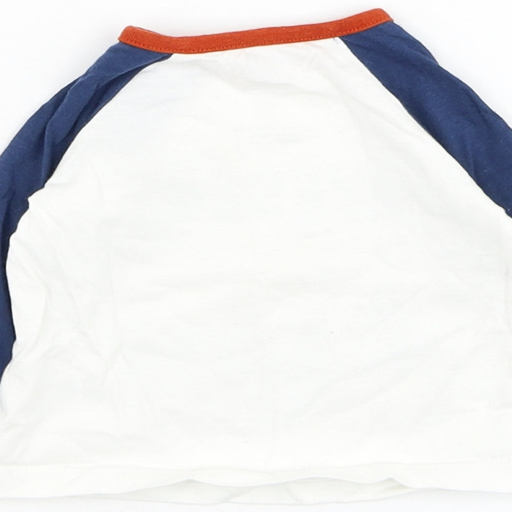 F&F Baby White  Cotton Basic T-Shirt Size 0-3 Months Round Neck Pullover - Dinosaur