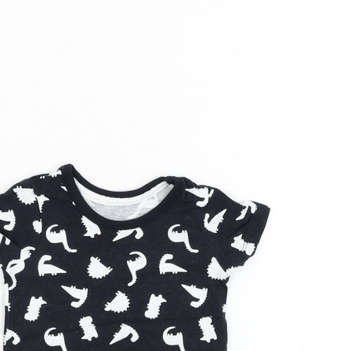 George Baby Black  Cotton Basic T-Shirt Size 0-3 Months Round Neck Pullover - Dinosaur