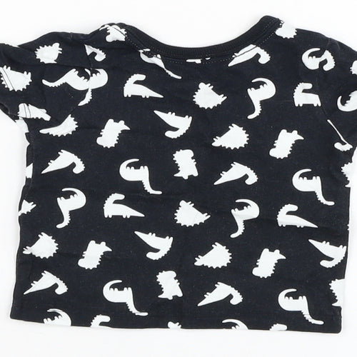 George Baby Black  Cotton Basic T-Shirt Size 0-3 Months Round Neck Pullover - Dinosaur