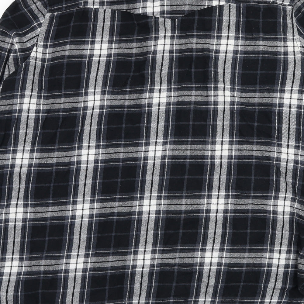 Dunnes Stores Womens Black Check Cotton Basic Button-Up Size 14 Collared