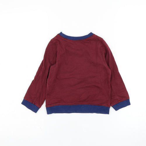 Mothercare Boys Red  Cotton Pullover Sweatshirt Size 2-3 Years  Pullover - Happy little chappy