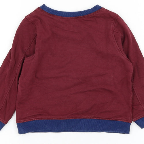 Mothercare Boys Red  Cotton Pullover Sweatshirt Size 2-3 Years  Pullover - Happy little chappy