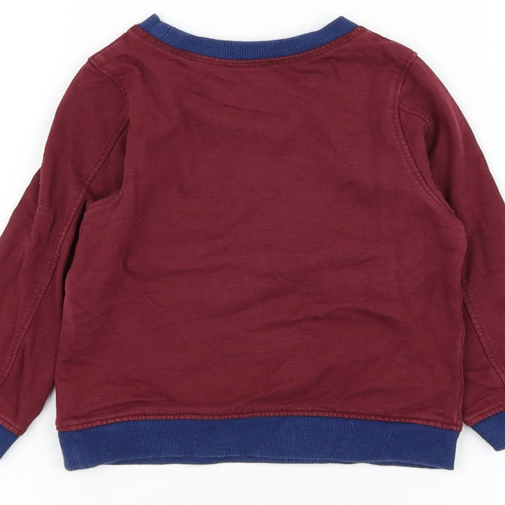 Mothercare Boys Red  Cotton Pullover Sweatshirt Size 2-3 Years  Pullover - Happy little chappy