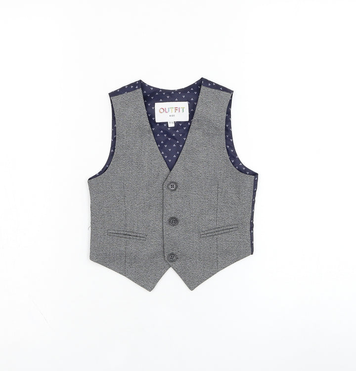 Outfit Boys Grey   Jacket Waistcoat Size 18-24 Months   Button