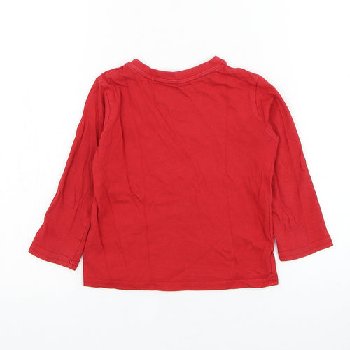 Primark Boys Red  Cotton Basic T-Shirt Size 2-3 Years Round Neck Pullover - Epic Super Star