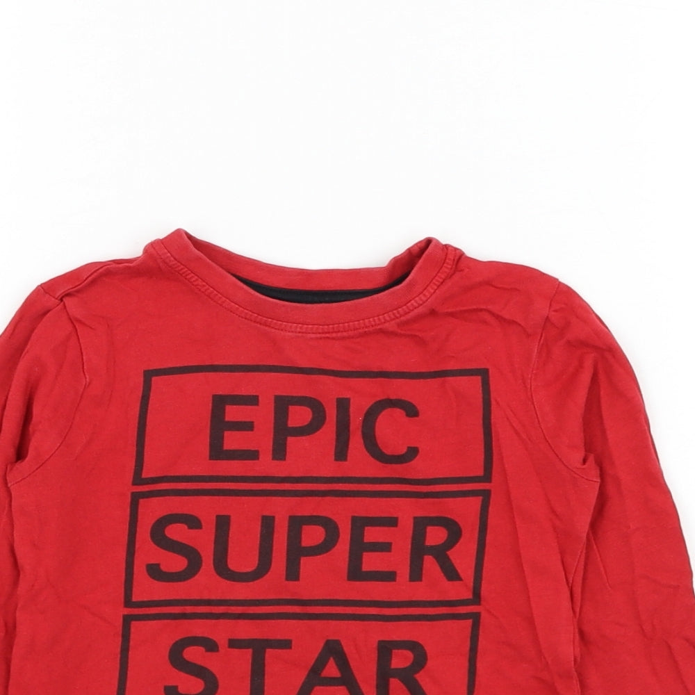Primark Boys Red  Cotton Basic T-Shirt Size 2-3 Years Round Neck Pullover - Epic Super Star