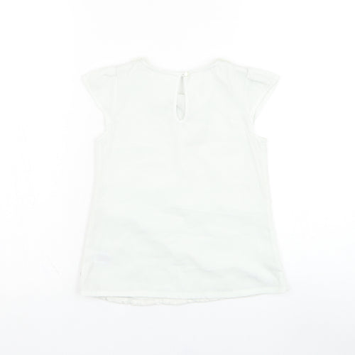Dunnes Stores Girls Ivory  Polyester Basic Tank Size 8 Years Collared Pullover - Flower