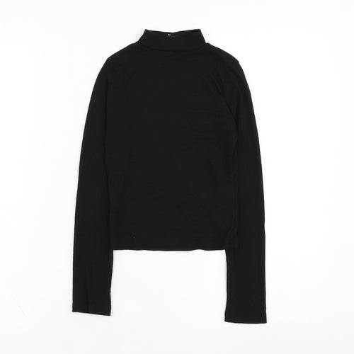 Miss Evie Girls Black Mock Neck  Polyester Pullover Jumper Size 9-10 Years  Pullover