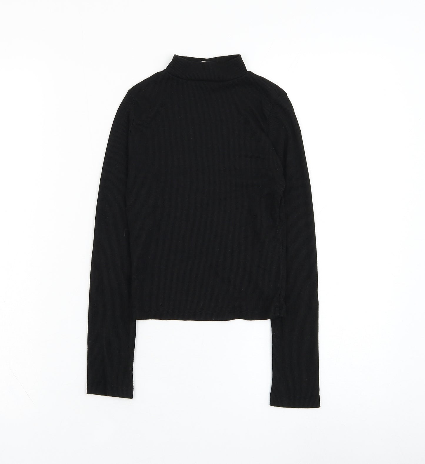 Miss Evie Girls Black Mock Neck  Polyester Pullover Jumper Size 9-10 Years  Pullover