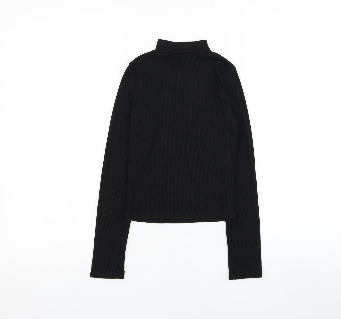 Miss Evie Girls Black Mock Neck  Polyester Pullover Jumper Size 9-10 Years  Pullover
