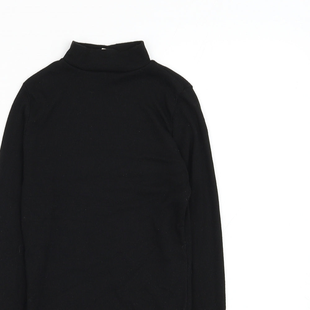 Miss Evie Girls Black Mock Neck  Polyester Pullover Jumper Size 9-10 Years  Pullover