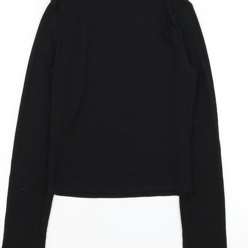 Miss Evie Girls Black Mock Neck  Polyester Pullover Jumper Size 9-10 Years  Pullover