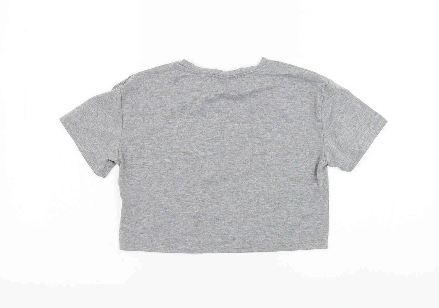 SheIn Girls Grey  Polyester Basic T-Shirt Size 12-13 Years Round Neck Pullover - C'est La Vie