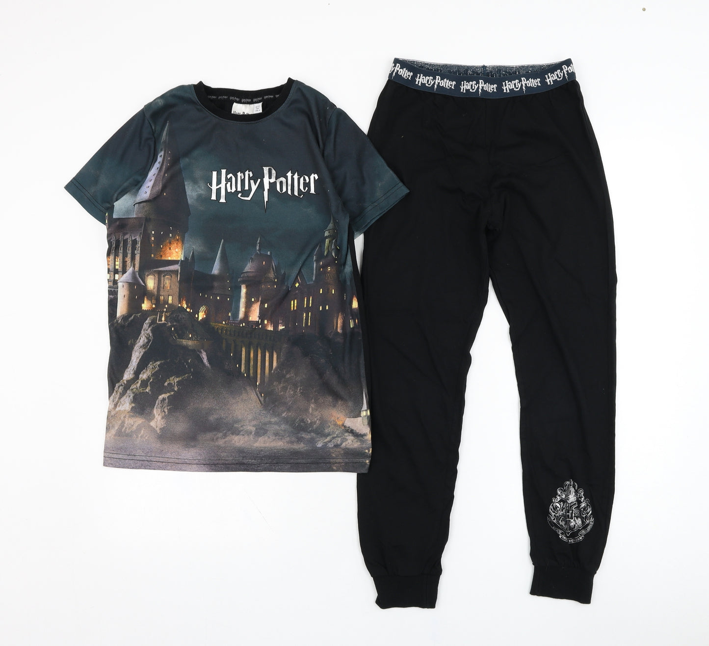 F&F Boys Black Solid Cotton  Pyjama Set Size 10-11 Years  Pullover - Harry Potter