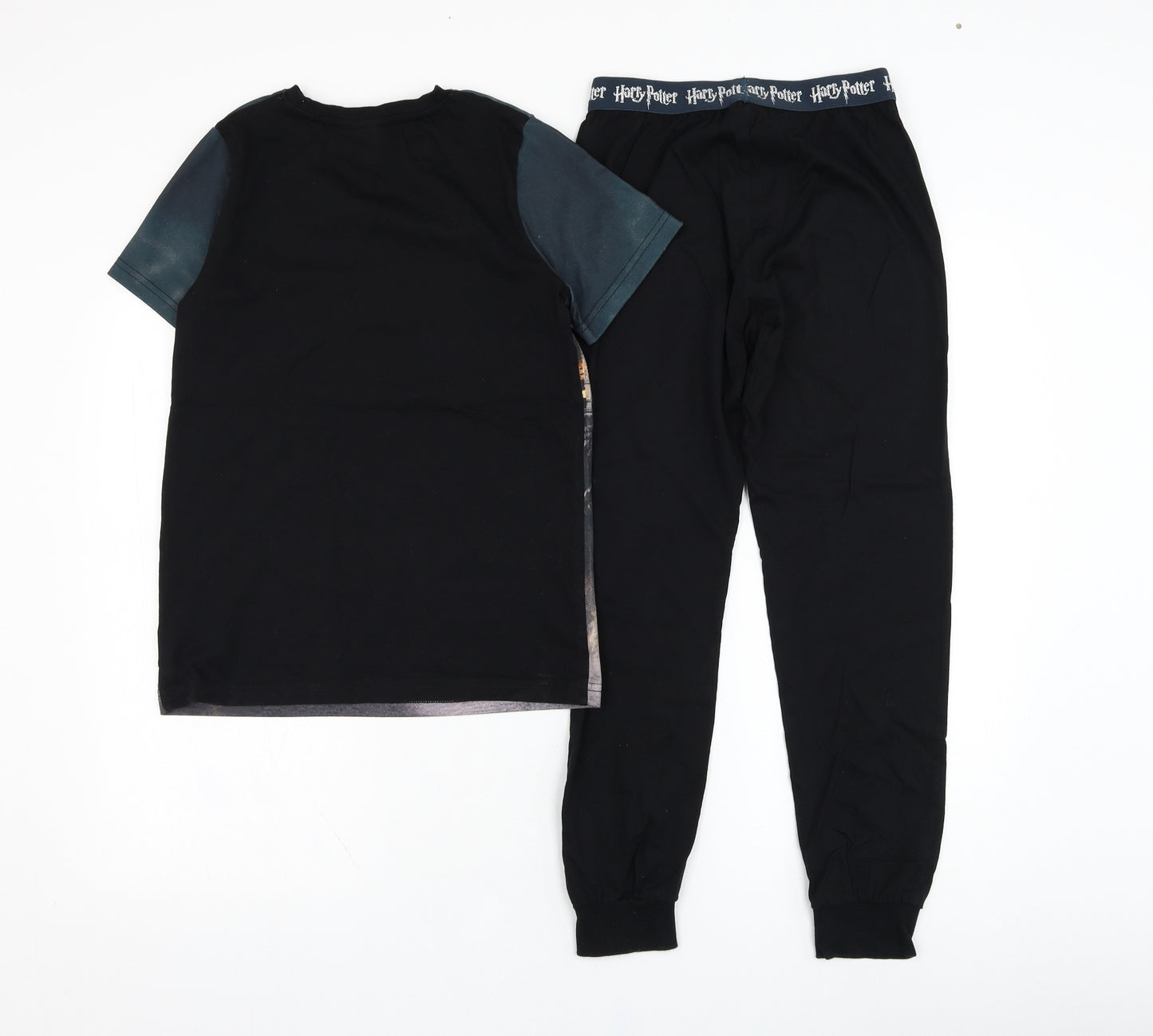 F&F Boys Black Solid Cotton  Pyjama Set Size 10-11 Years  Pullover - Harry Potter