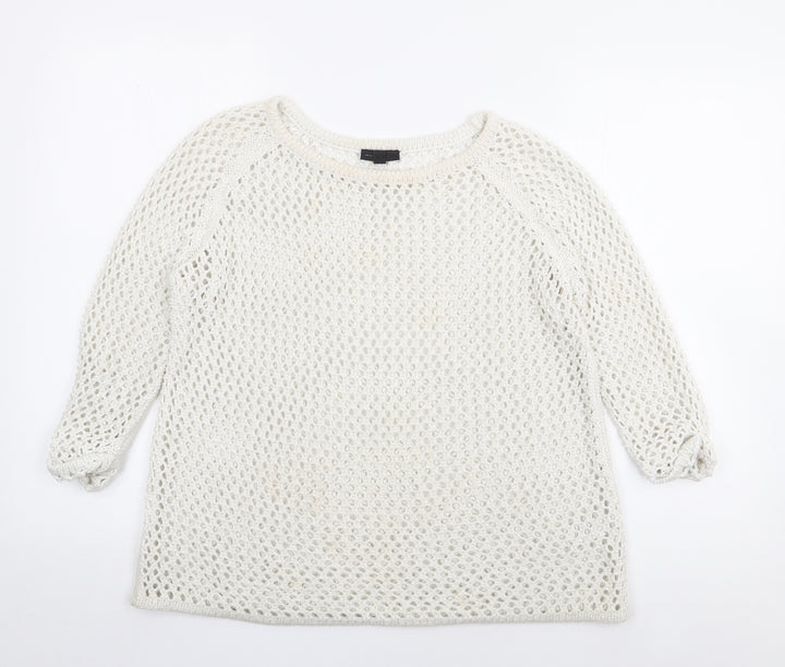 Topshop Womens Ivory Round Neck Acrylic Pullover Jumper Size 8