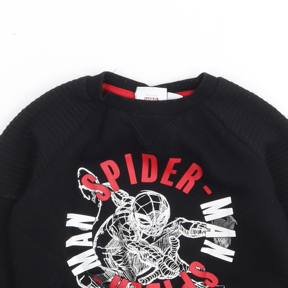 Primark Boys Black  Cotton Pullover Jumper Size 18-24 Months  Pullover - Spiderman