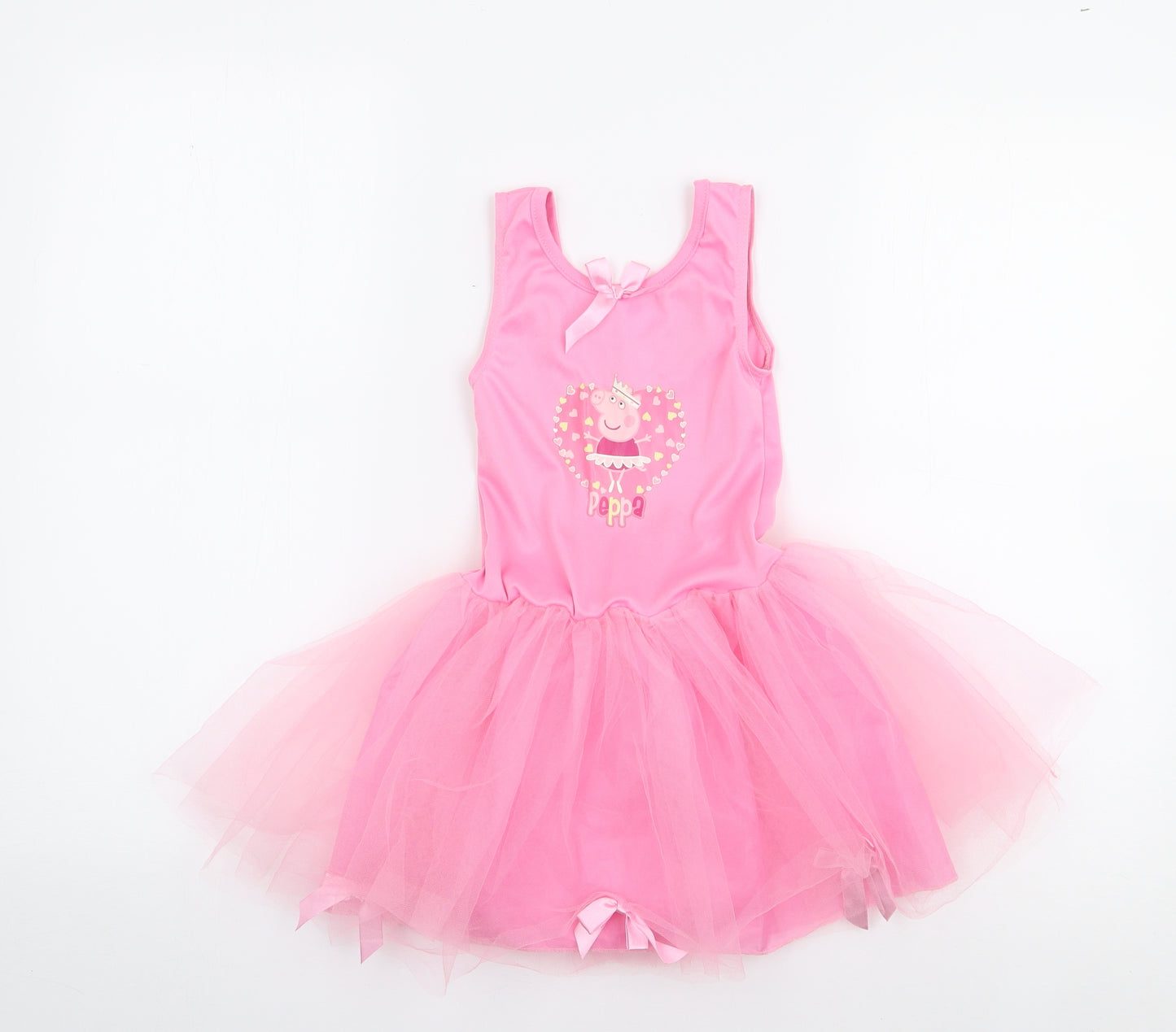 Peppa Pig Girls Pink  Polyester Tutu Dress  Size 5-6 Years  Round Neck Pullover