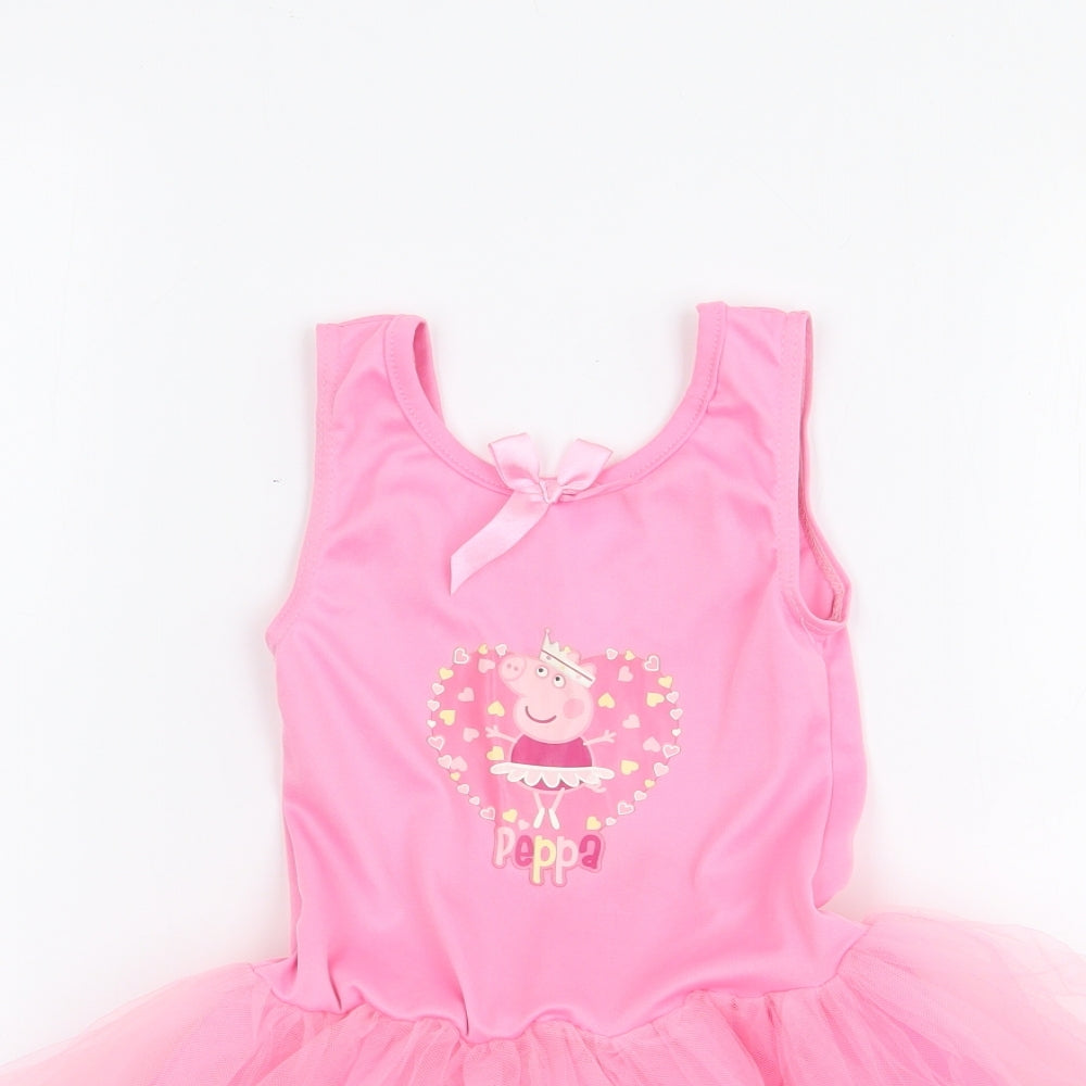 Peppa Pig Girls Pink  Polyester Tutu Dress  Size 5-6 Years  Round Neck Pullover