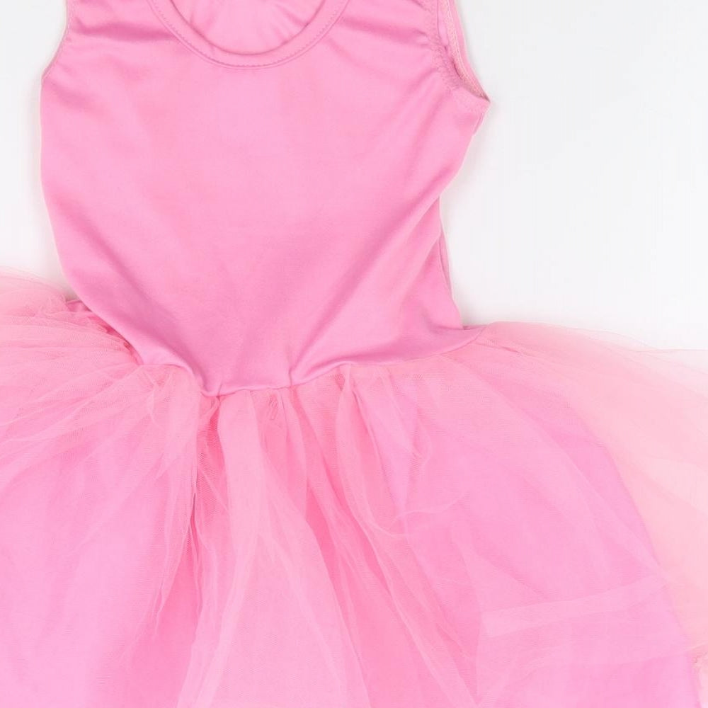 Peppa Pig Girls Pink  Polyester Tutu Dress  Size 5-6 Years  Round Neck Pullover