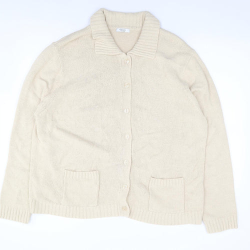 Berkertex Womens Beige Collared  Acrylic Cardigan Jumper Size 22