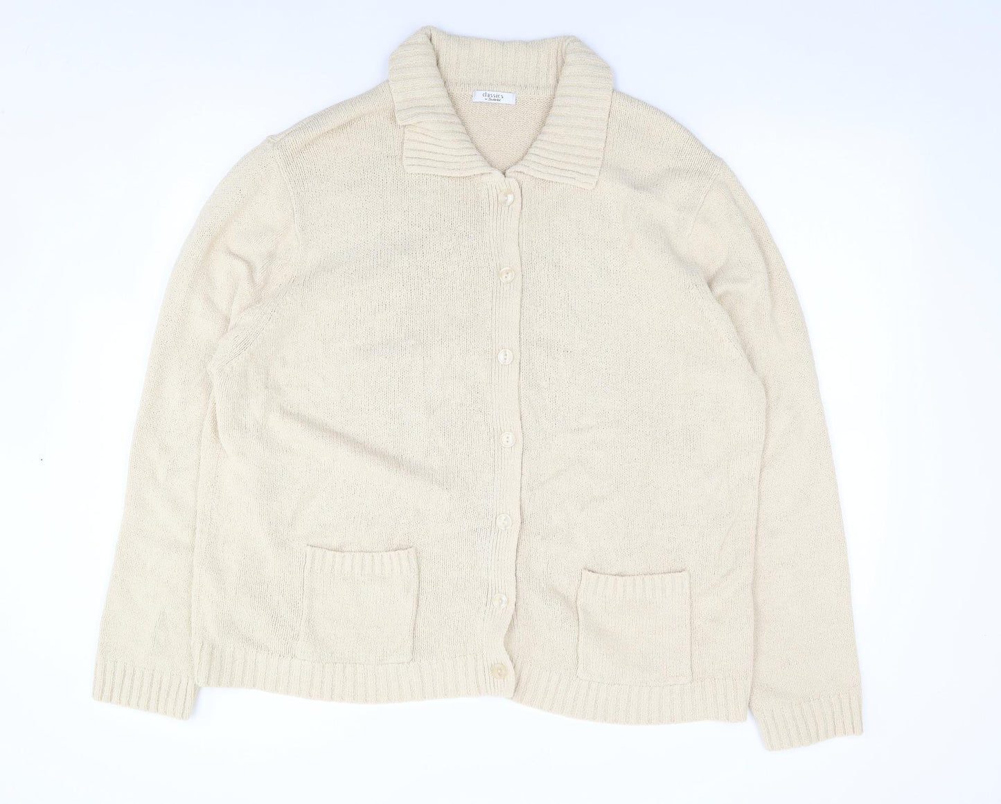 Berkertex Womens Beige Collared  Acrylic Cardigan Jumper Size 22