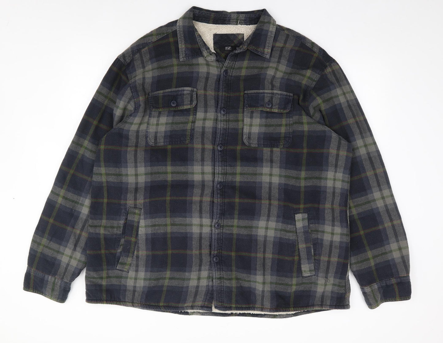 F&F Mens Green Plaid  Jacket Coatigan Size 3XL  Button