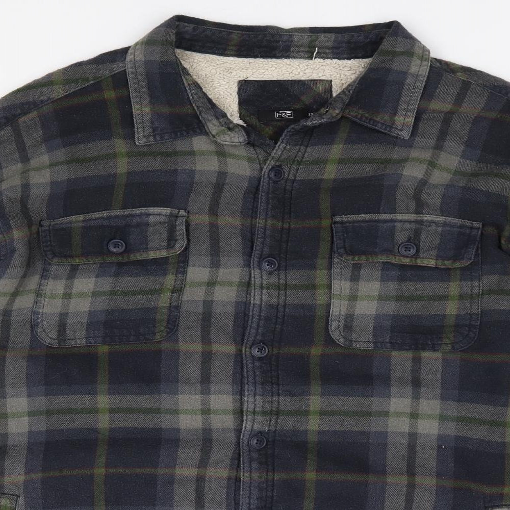 F&F Mens Green Plaid  Jacket Coatigan Size 3XL  Button