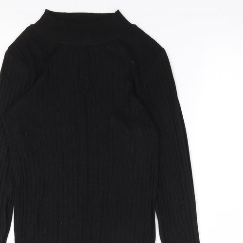 Primark Womens Black  Polyester Basic T-Shirt Size S Mock Neck - Ribbed