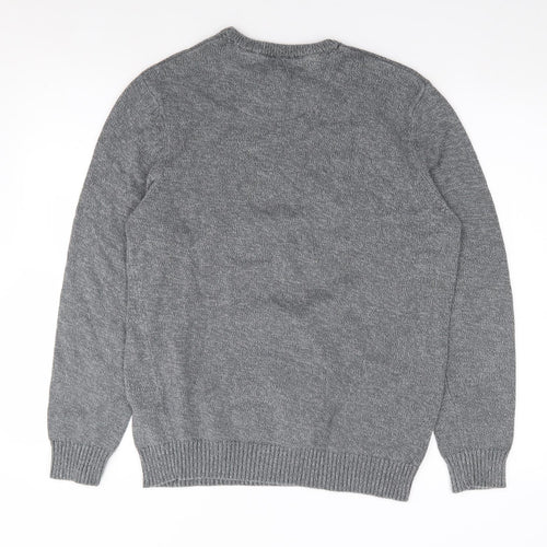 BHS Mens Grey Crew Neck  Cotton Pullover Jumper Size M
