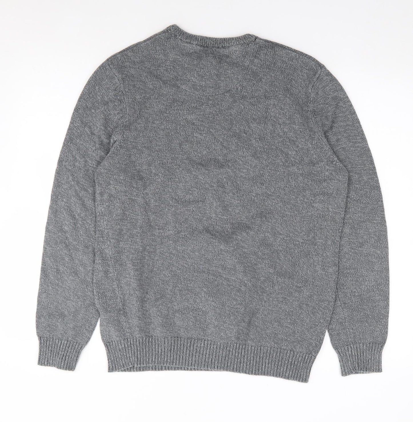 BHS Mens Grey Crew Neck  Cotton Pullover Jumper Size M