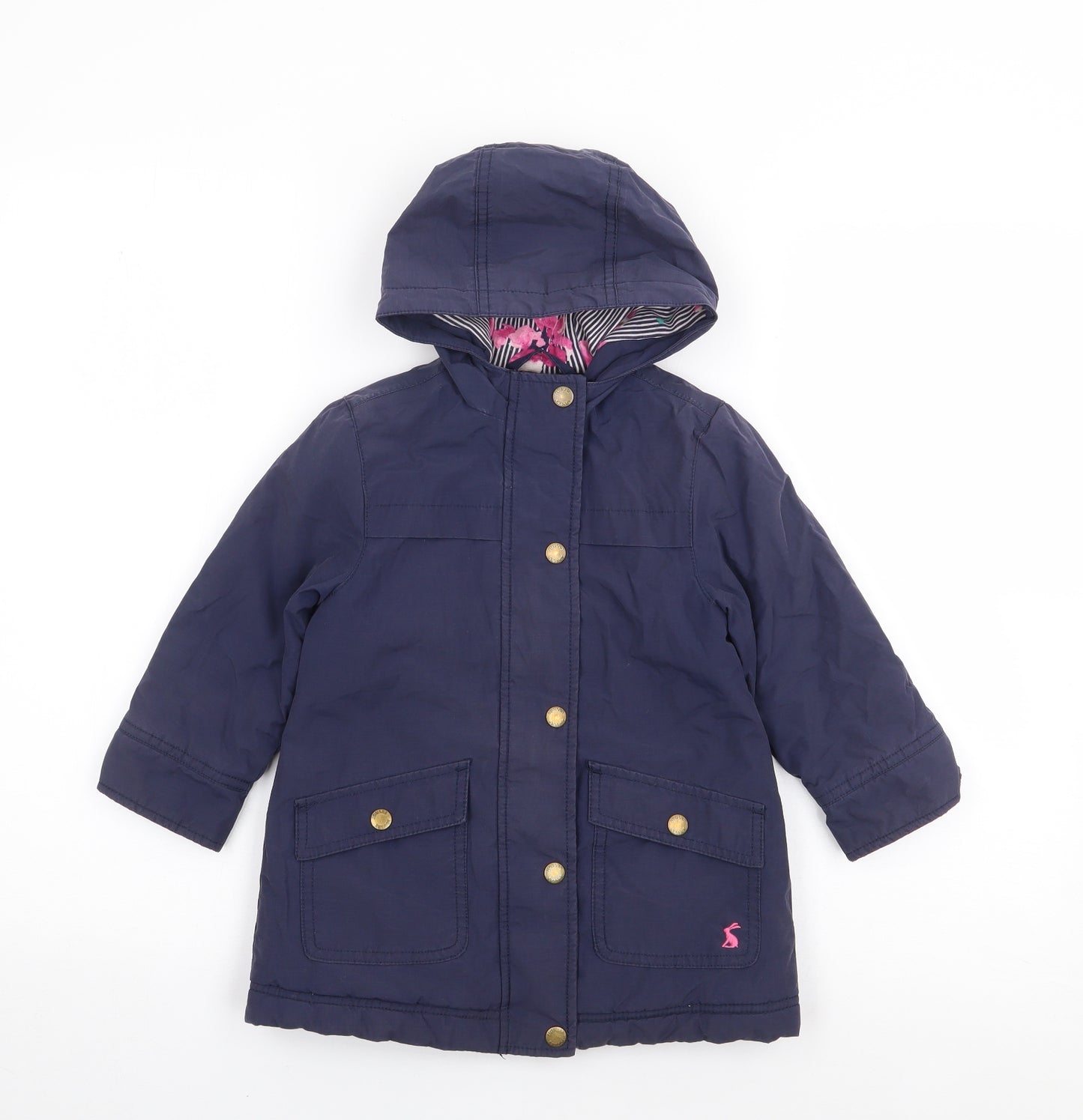Joules Girls Blue   Parka Coat Size 2 Years  Zip