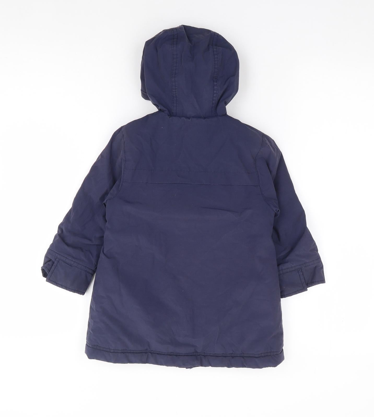 Joules Girls Blue   Parka Coat Size 2 Years  Zip