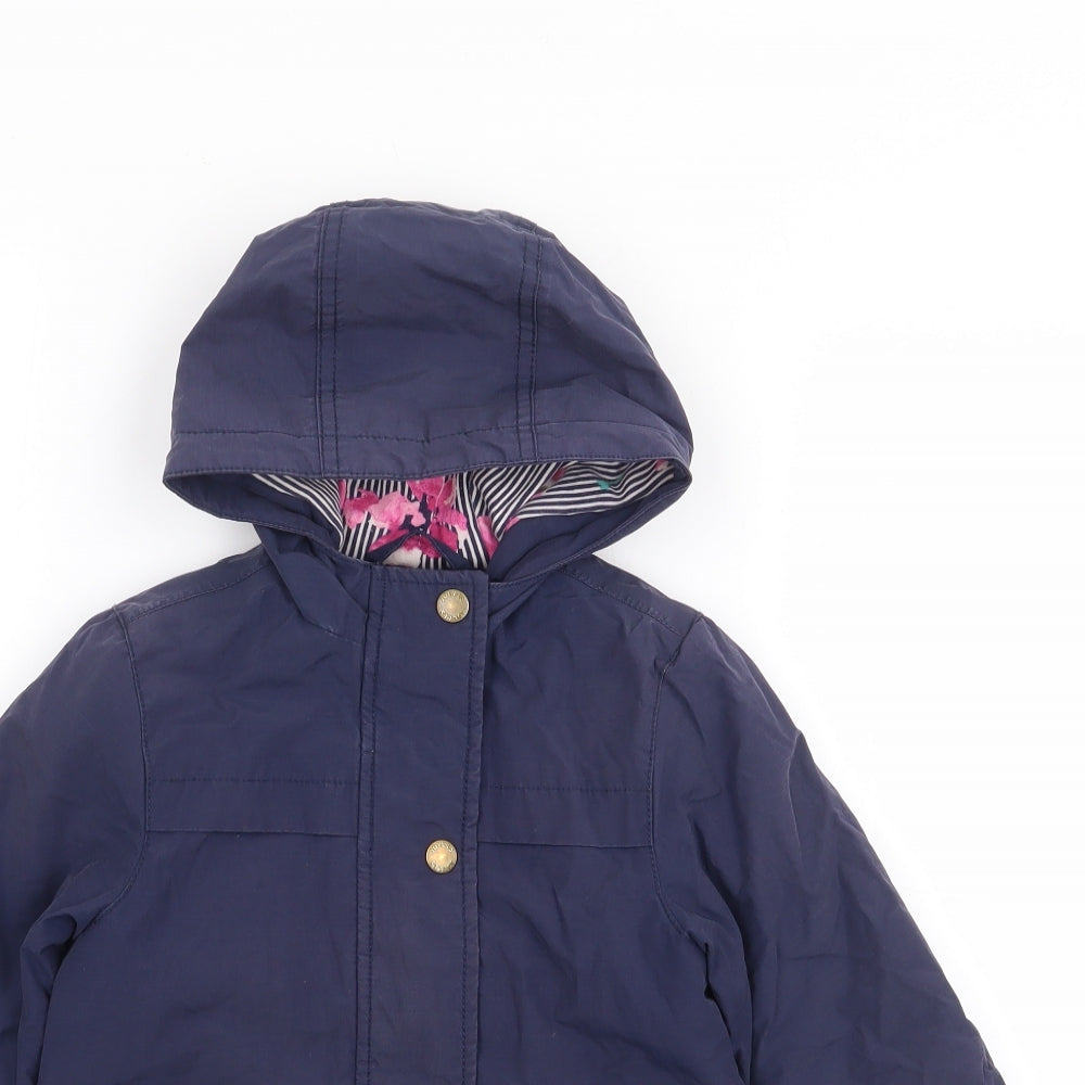 Joules Girls Blue   Parka Coat Size 2 Years  Zip