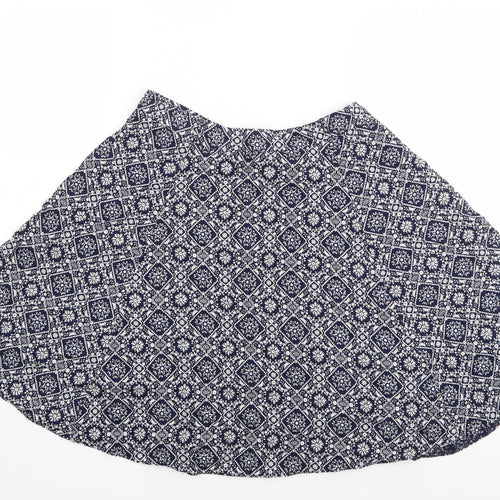 George Womens Blue Floral Viscose Flare Skirt Size 10   Zip