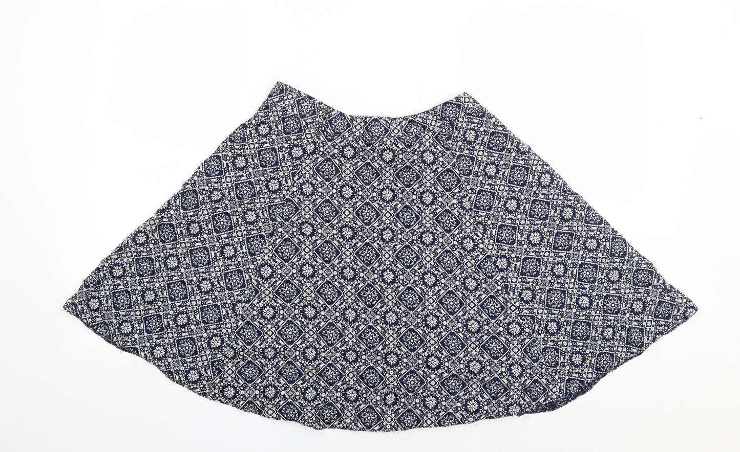George Womens Blue Floral Viscose Flare Skirt Size 10   Zip