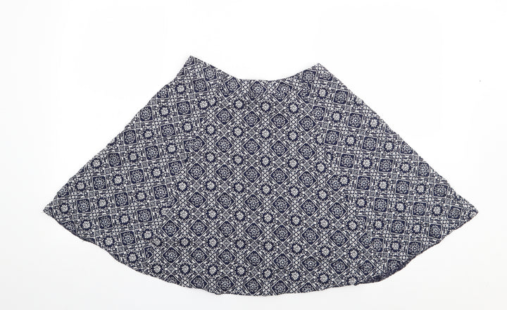 George Womens Blue Floral Viscose Flare Skirt Size 10   Zip