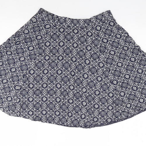 George Womens Blue Floral Viscose Flare Skirt Size 10   Zip