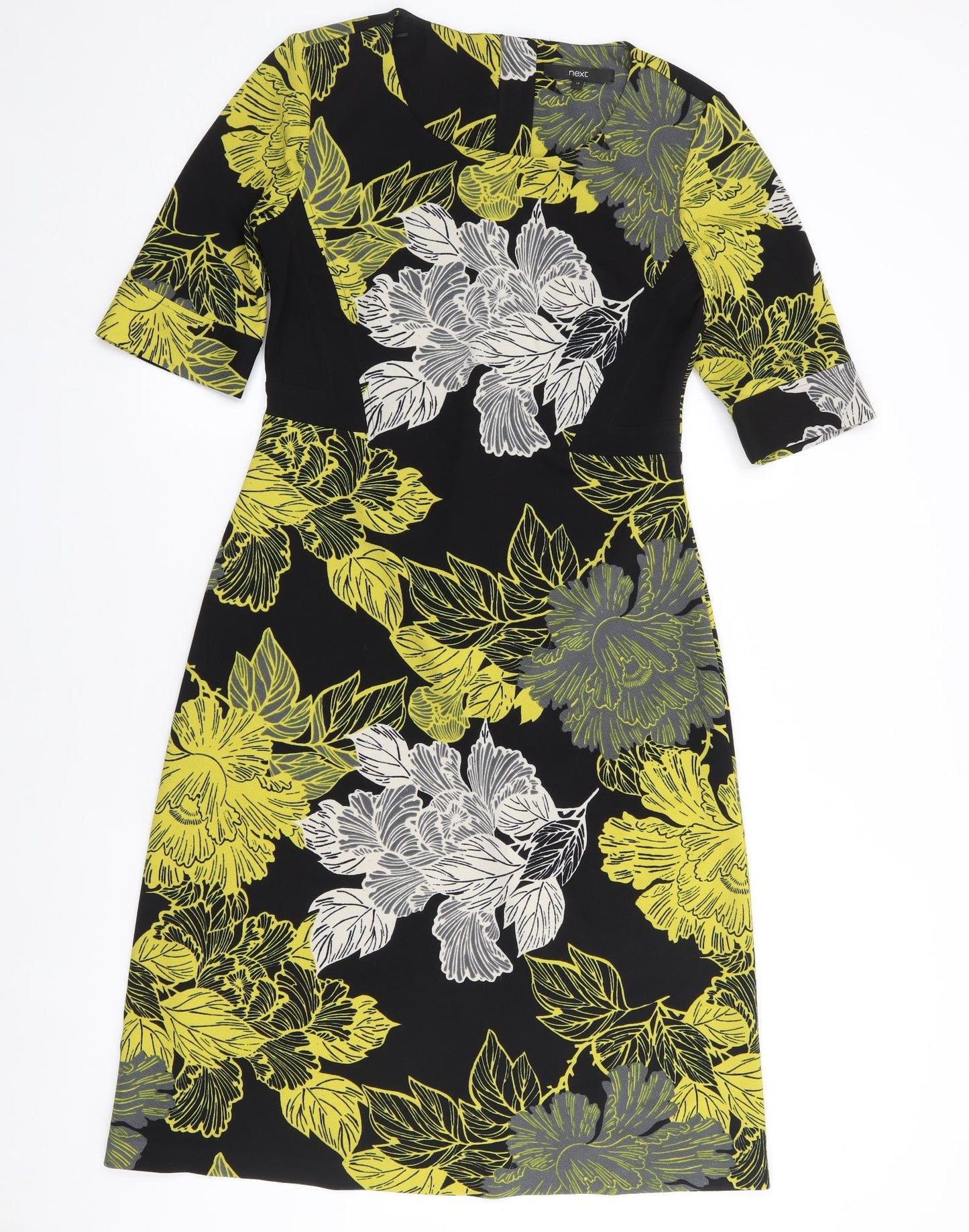 NEXT Womens Multicoloured Floral Polyester A-Line  Size 12  Round Neck Zip