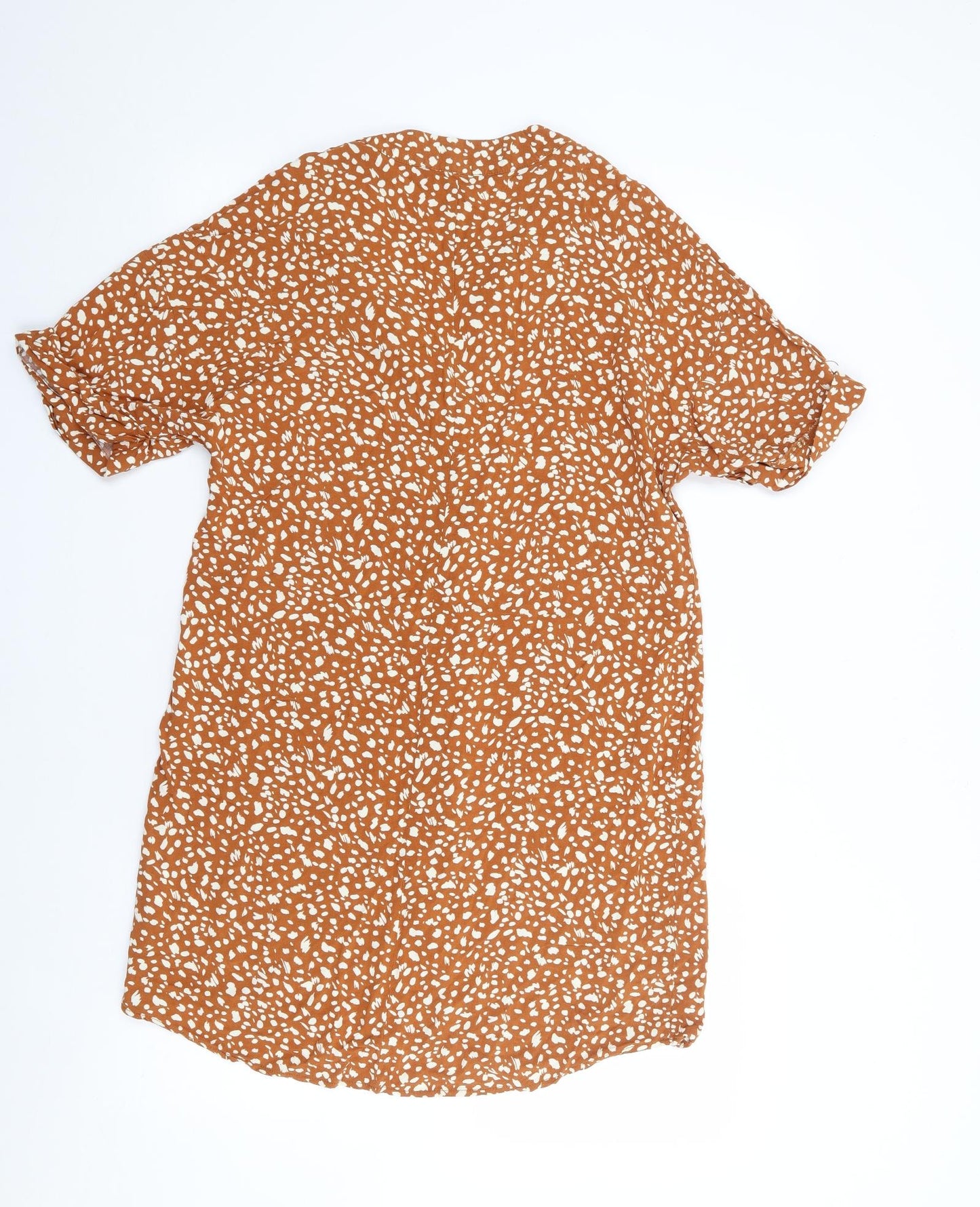 Primark Womens Brown Animal Print Viscose Shift  Size 6  V-Neck Pullover