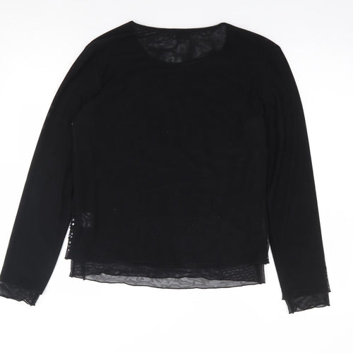 Libra Womens Black  Nylon Jersey T-Shirt Size 14 Round Neck