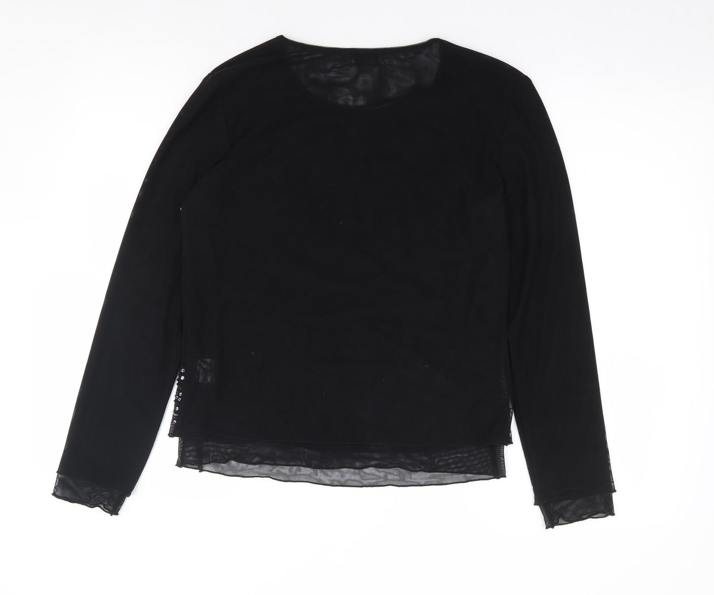 Libra Womens Black  Nylon Jersey T-Shirt Size 14 Round Neck