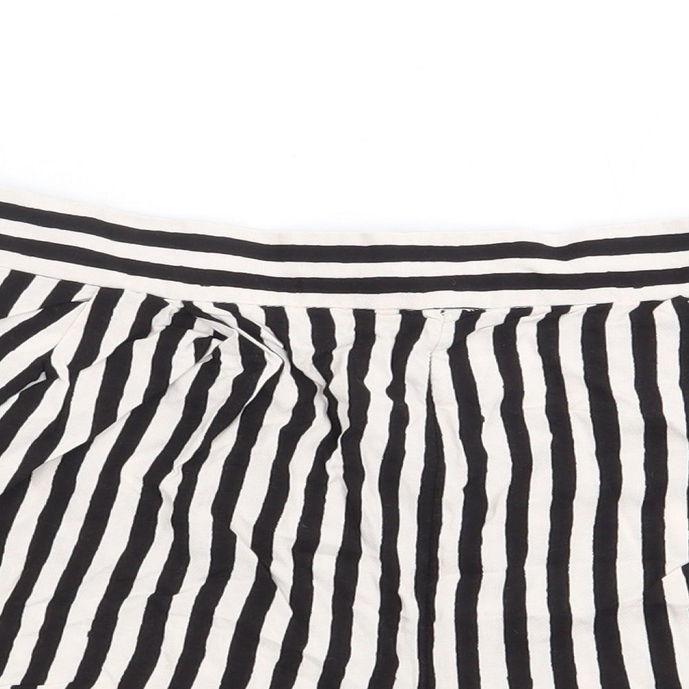 H&M Womens Black Striped Viscose Hot Pants Shorts Size 10  Regular