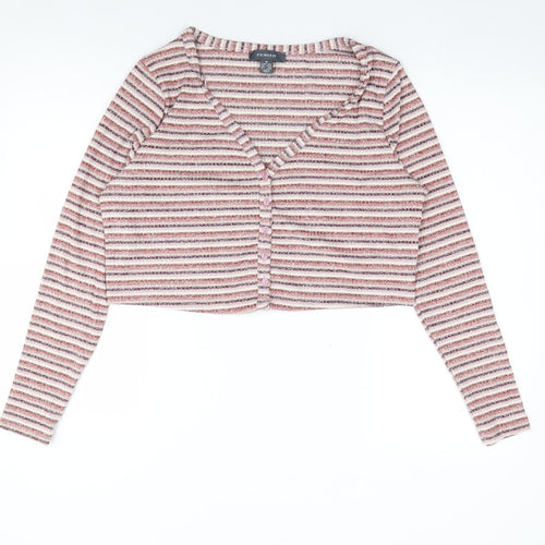 Primark Womens Multicoloured V-Neck Striped Polyester Cardigan Jumper Size M