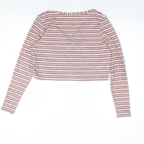 Primark Womens Multicoloured V-Neck Striped Polyester Cardigan Jumper Size M